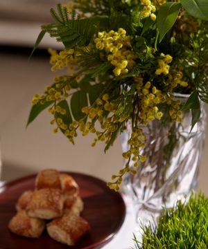 Faux silver wattle tree branch